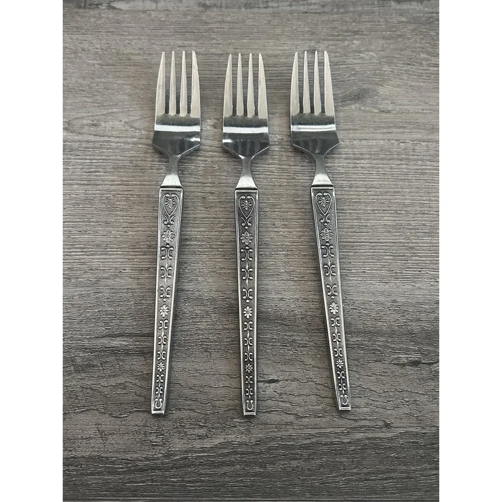Vintage MCM United‎ Silver Cordova Dinner Forks Stainless Steel Japan Set of 3
